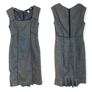 VENUS Gray Knit Sheath Square Neck Sleeveless Dress 4 SMALL Business Fitted